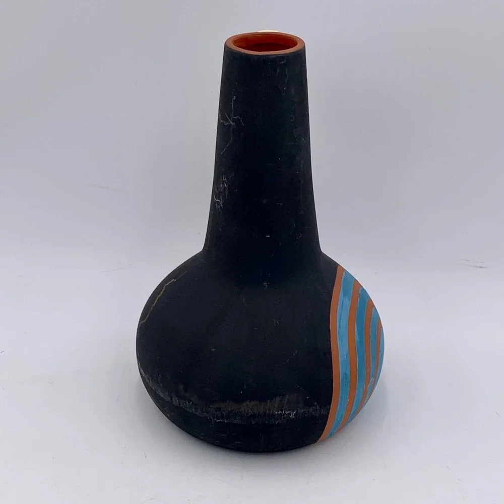 Ziczamla Matte Terracotta Vase‎ Handcrafted Chalkboard Finish MCM Style Rusty